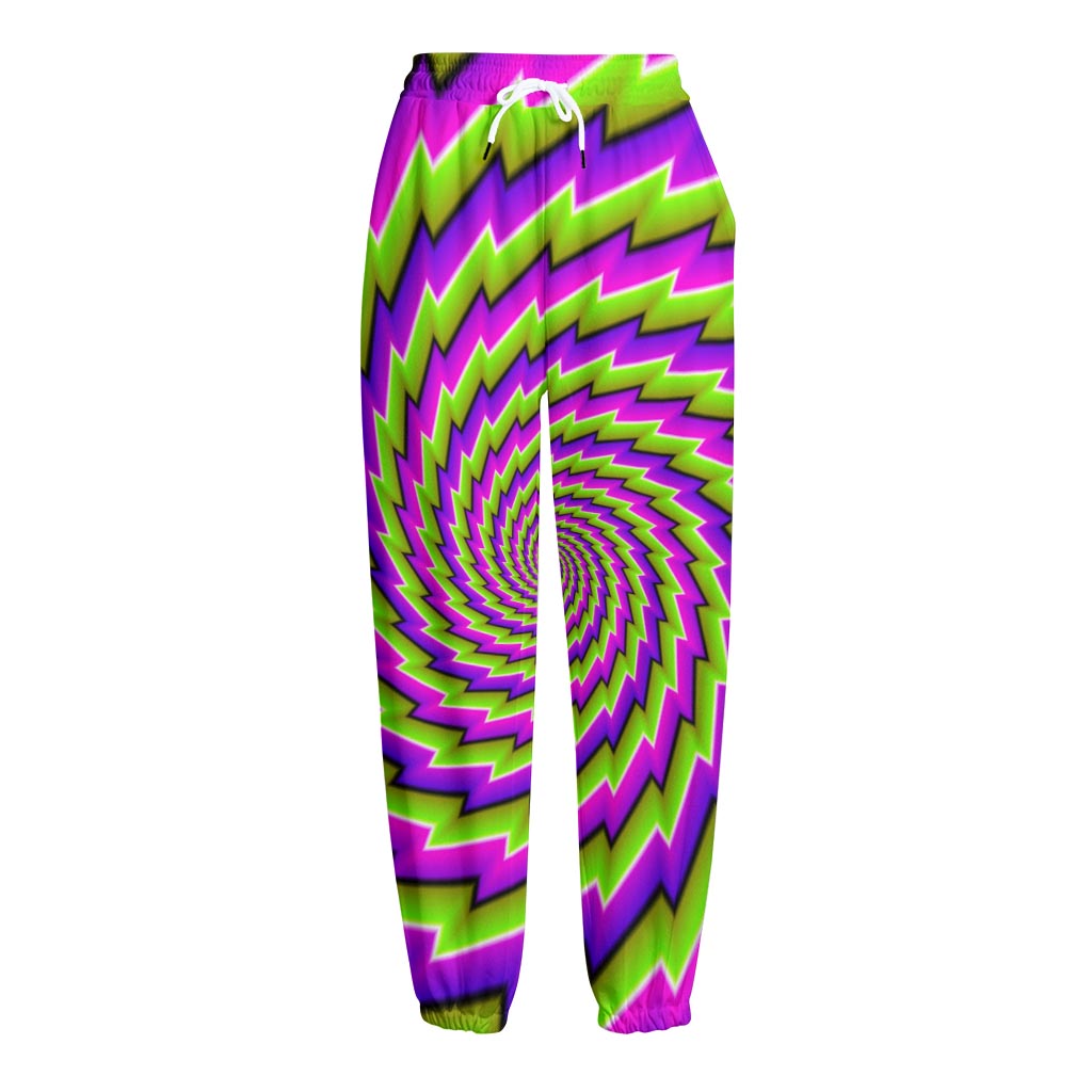 Green Twisted Moving Optical Illusion Fleece Lined Knit Pants