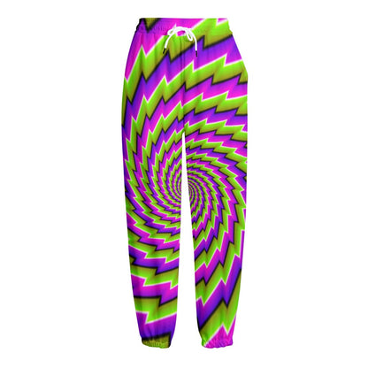 Green Twisted Moving Optical Illusion Fleece Lined Knit Pants