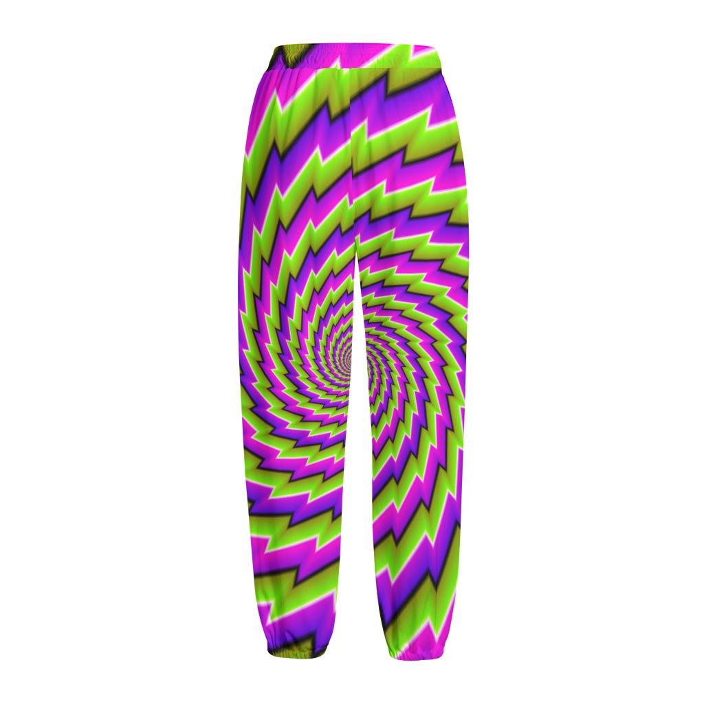 Green Twisted Moving Optical Illusion Fleece Lined Knit Pants