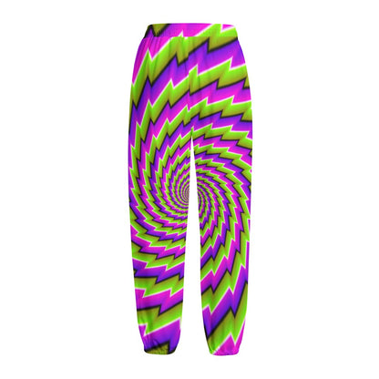 Green Twisted Moving Optical Illusion Fleece Lined Knit Pants