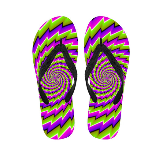 Green Twisted Moving Optical Illusion Flip Flops