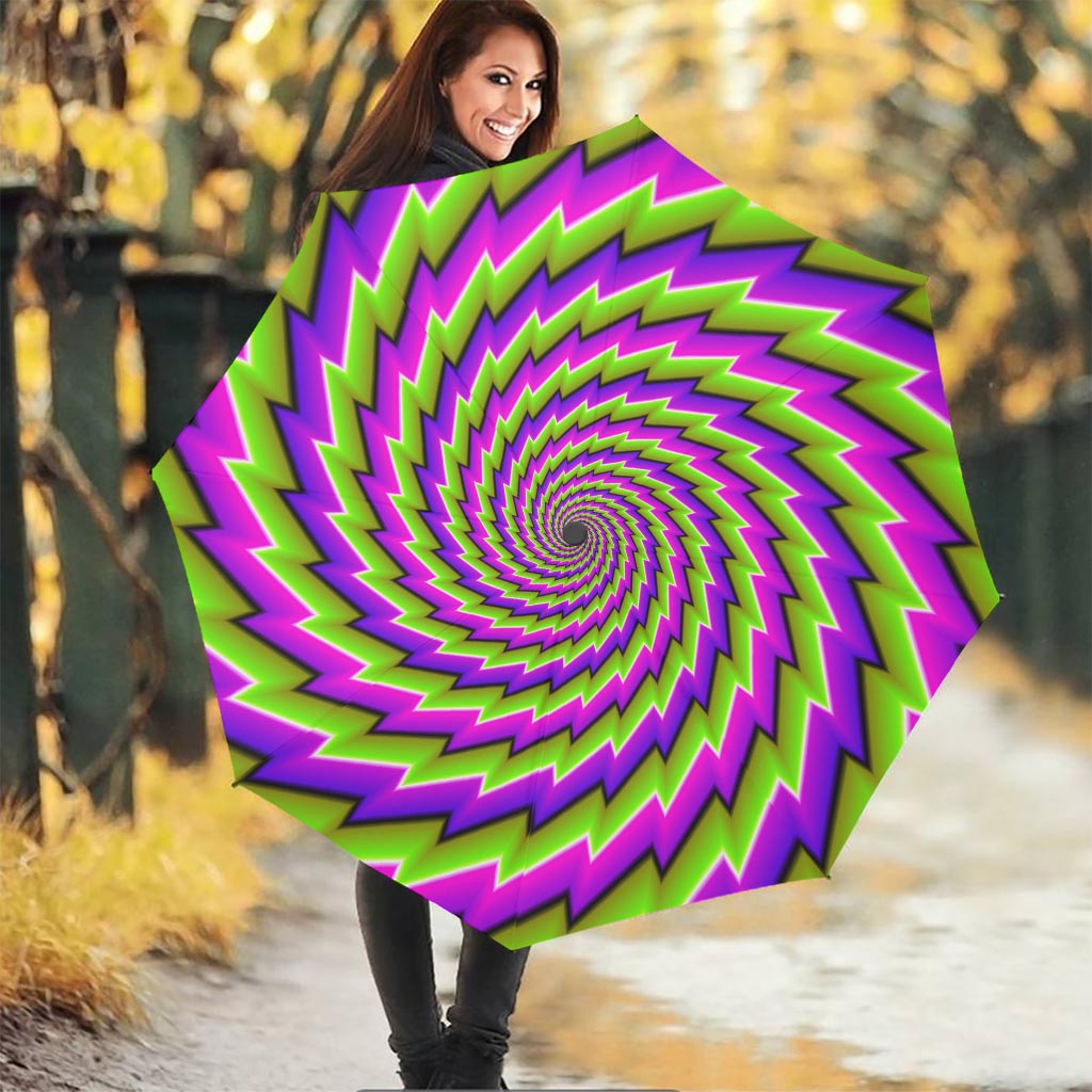 Green Twisted Moving Optical Illusion Foldable Umbrella