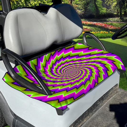 Green Twisted Moving Optical Illusion Golf Cart Seat Cover