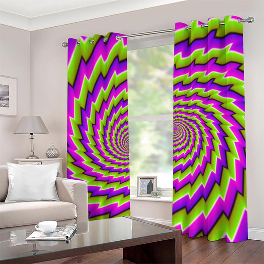 Green Twisted Moving Optical Illusion Grommet Curtains