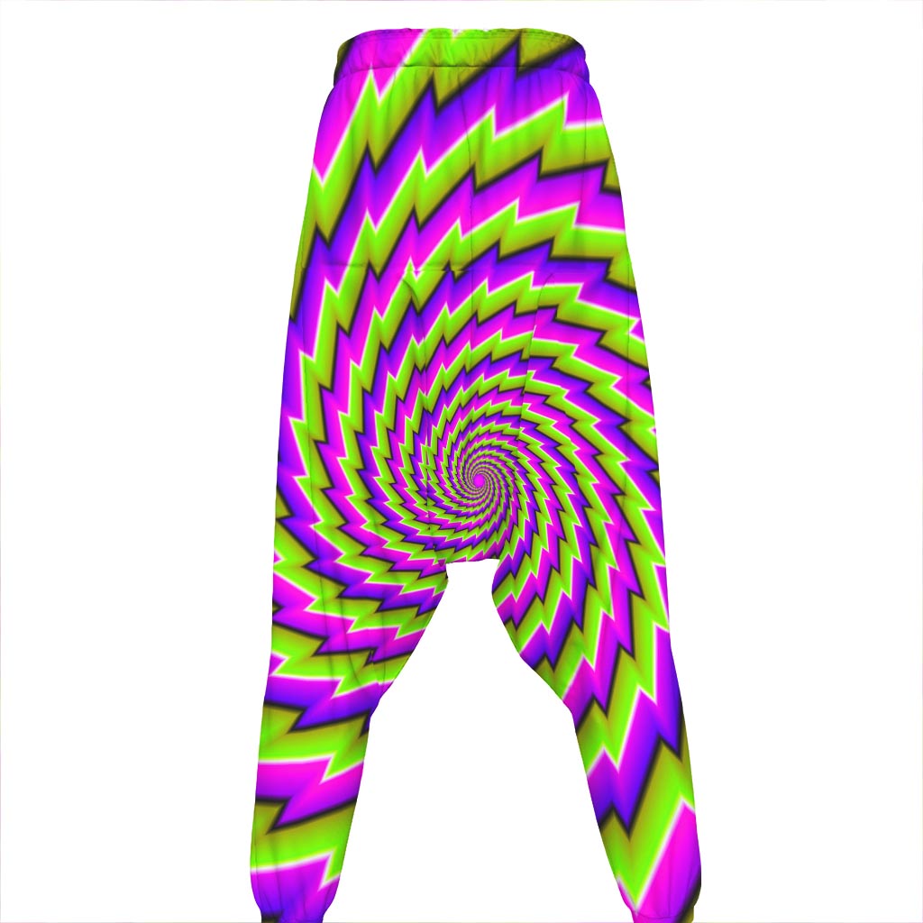 Green Twisted Moving Optical Illusion Hammer Pants