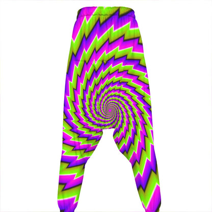 Green Twisted Moving Optical Illusion Hammer Pants