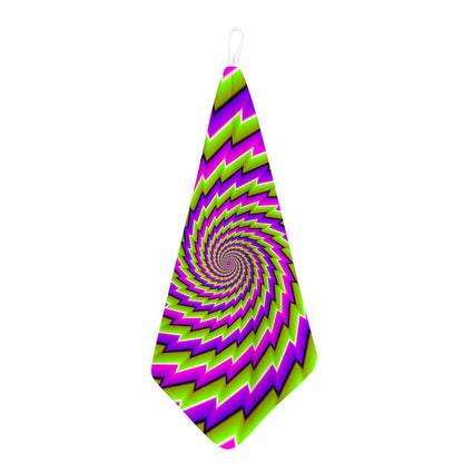 Green Twisted Moving Optical Illusion Hand Towel