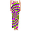 Green Twisted Moving Optical Illusion High Slit Maxi Skirt