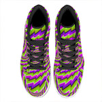 Green Twisted Moving Optical Illusion High Top Leather Sneakers