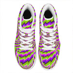 Green Twisted Moving Optical Illusion High Top Leather Sneakers