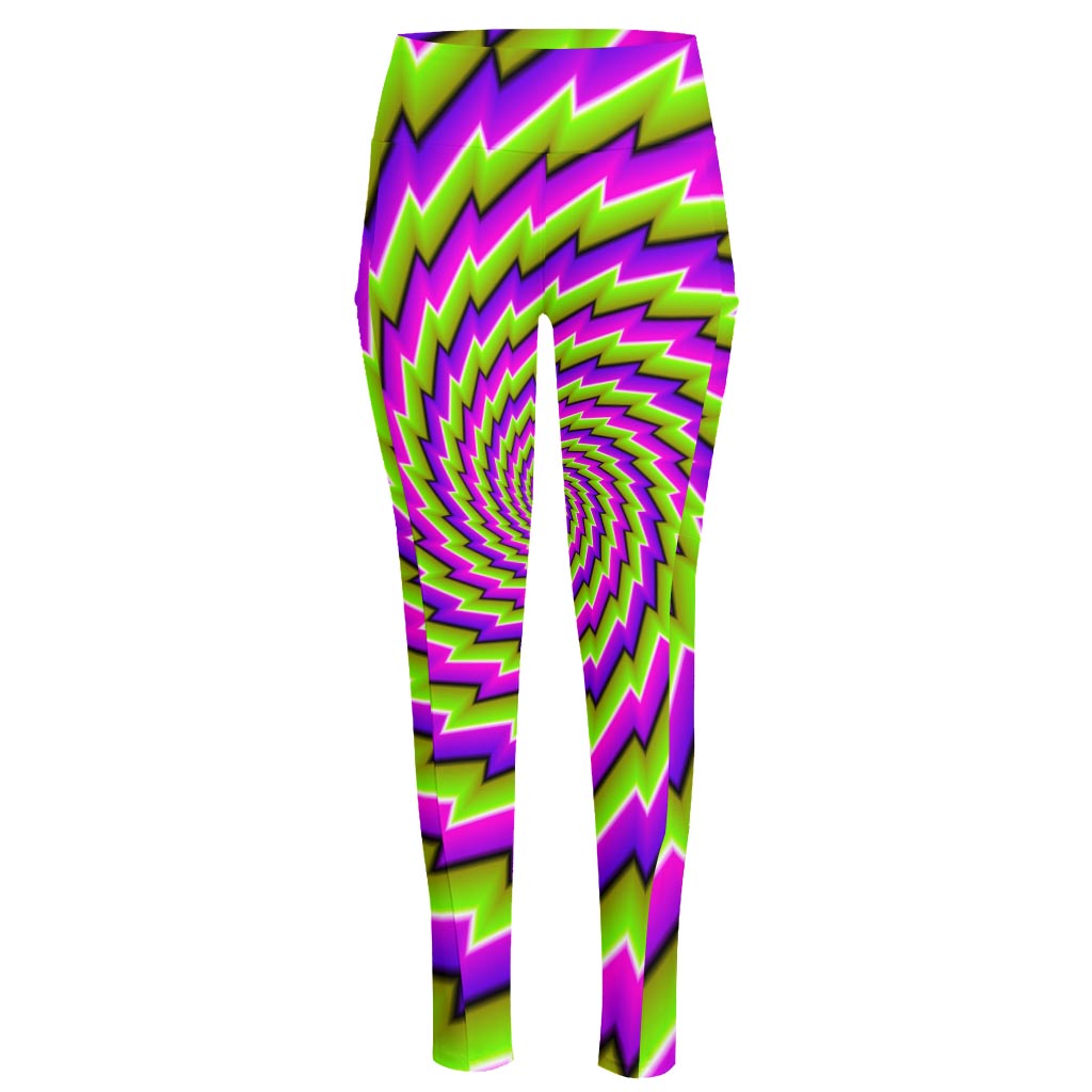 Green Twisted Moving Optical Illusion High-Waisted Pocket Leggings