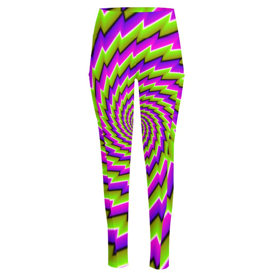 Green Twisted Moving Optical Illusion High-Waisted Pocket Leggings