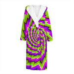 Green Twisted Moving Optical Illusion Hooded Bathrobe