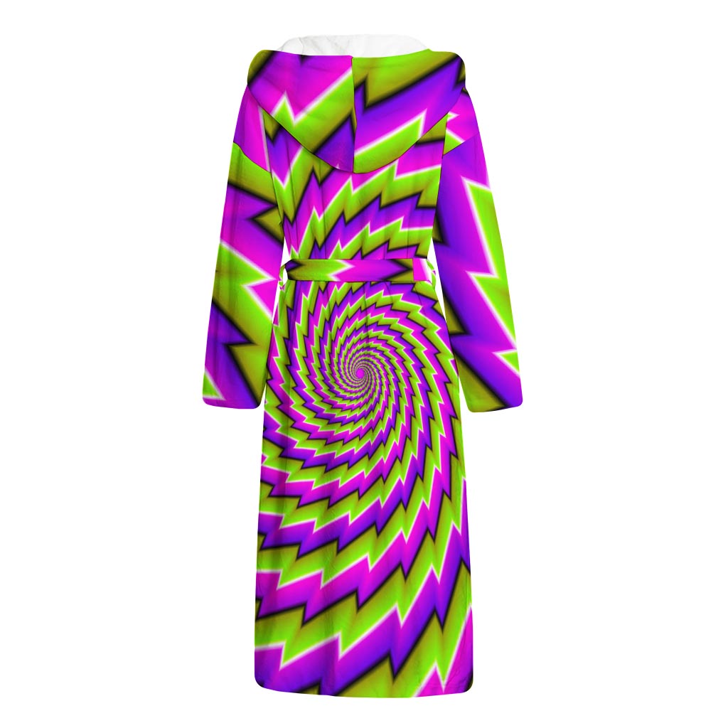 Green Twisted Moving Optical Illusion Hooded Bathrobe