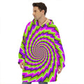 Green Twisted Moving Optical Illusion Hoodie Blanket