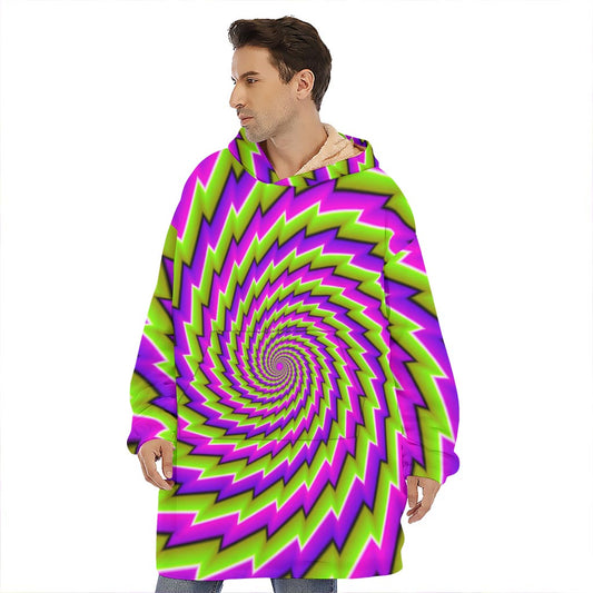 Green Twisted Moving Optical Illusion Hoodie Blanket