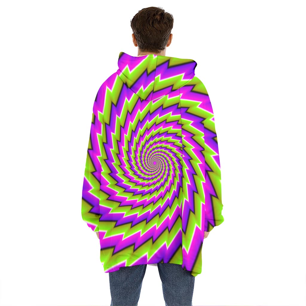 Green Twisted Moving Optical Illusion Hoodie Blanket