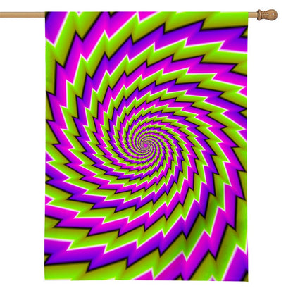Green Twisted Moving Optical Illusion House Flag