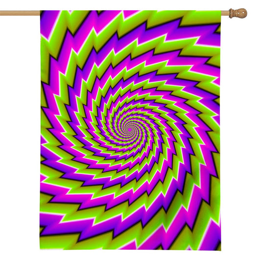 Green Twisted Moving Optical Illusion House Flag