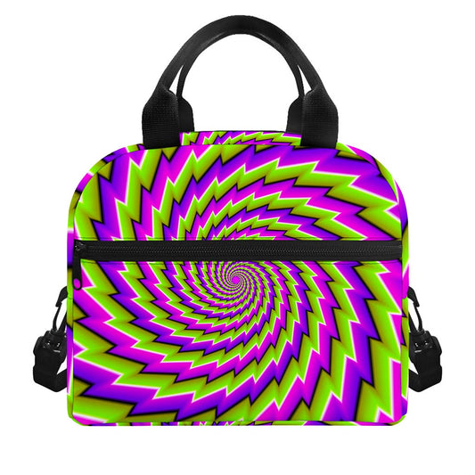 Green Twisted Moving Optical Illusion Insulated Lunch Bag