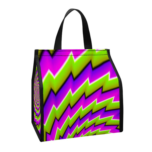Green Twisted Moving Optical Illusion Insulated Lunch Tote