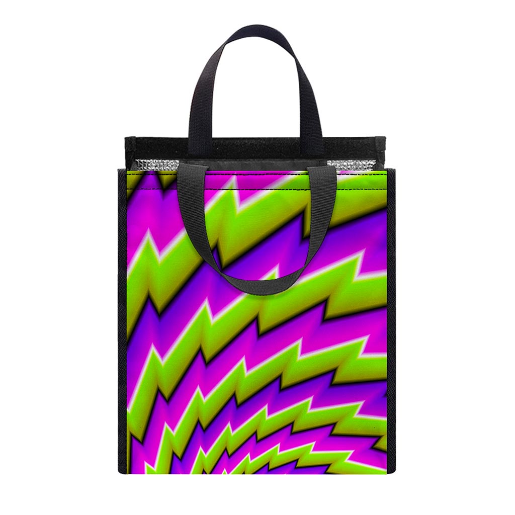 Green Twisted Moving Optical Illusion Insulated Lunch Tote