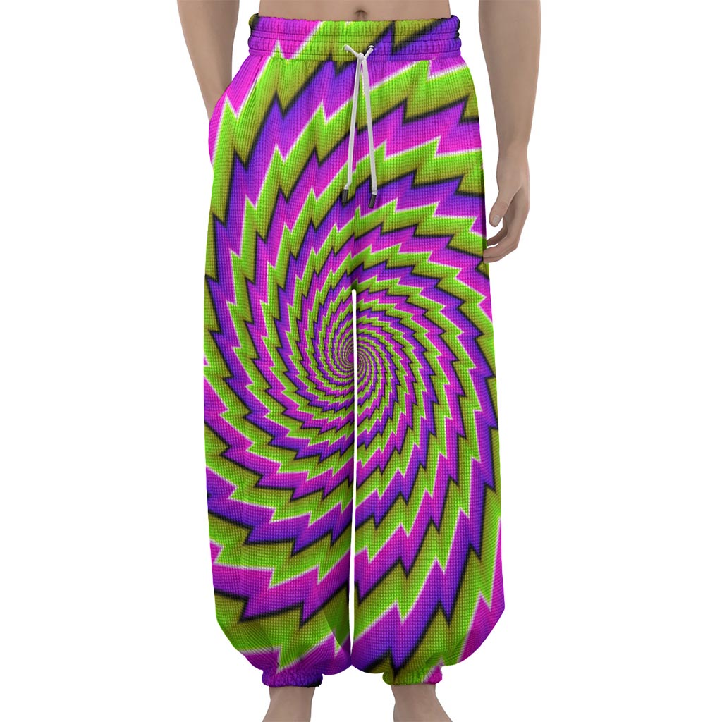 Green Twisted Moving Optical Illusion Lantern Pants
