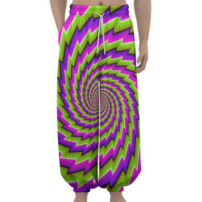 Green Twisted Moving Optical Illusion Lantern Pants