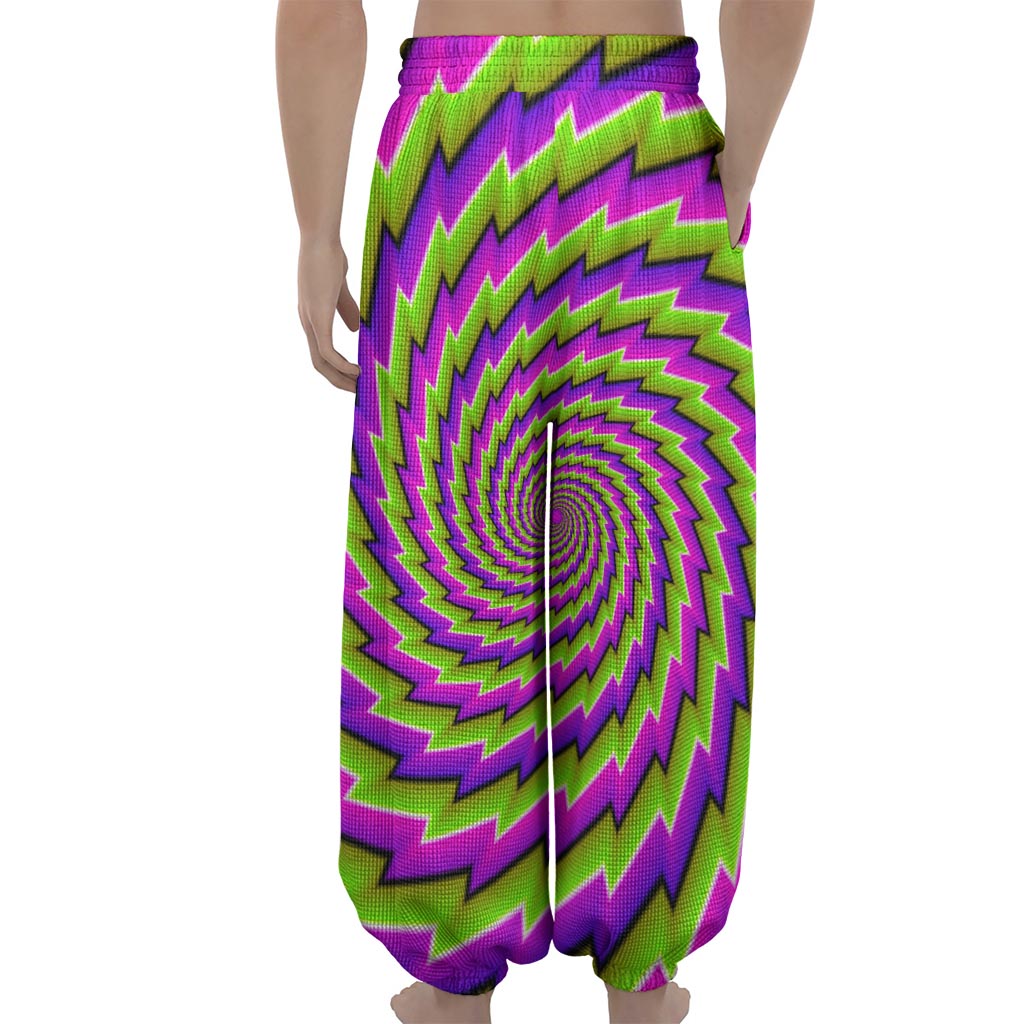 Green Twisted Moving Optical Illusion Lantern Pants