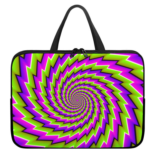 Green Twisted Moving Optical Illusion Laptop Sleeve With Handle