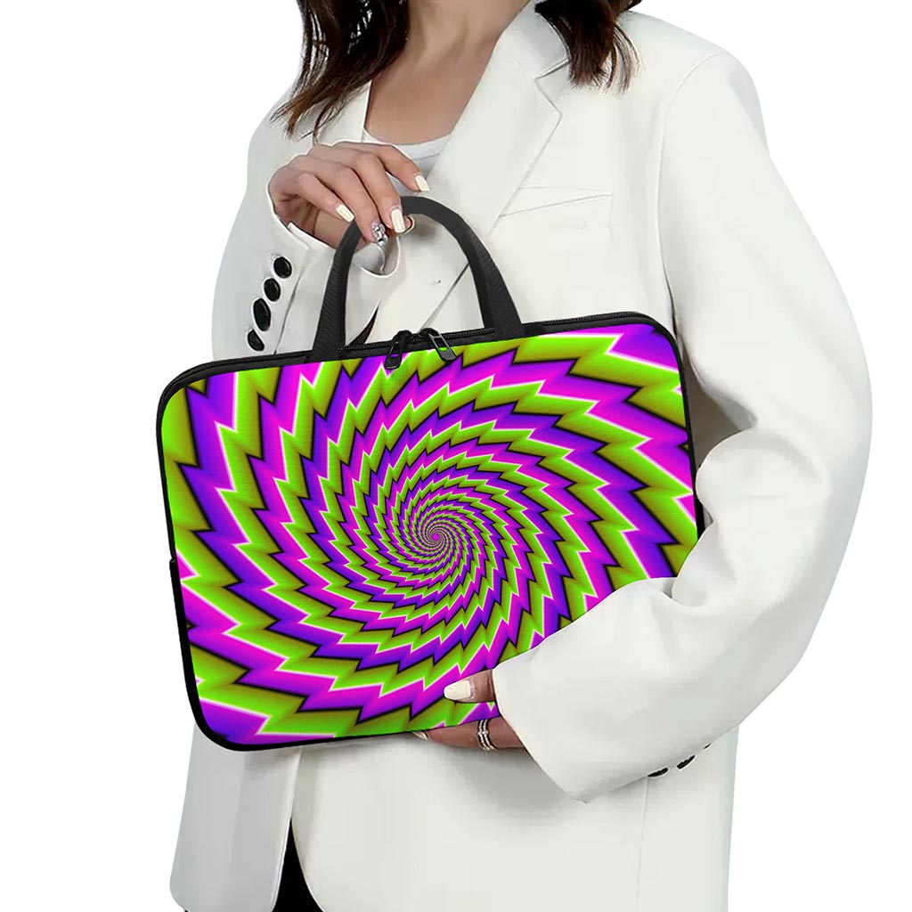 Green Twisted Moving Optical Illusion Laptop Sleeve With Handle