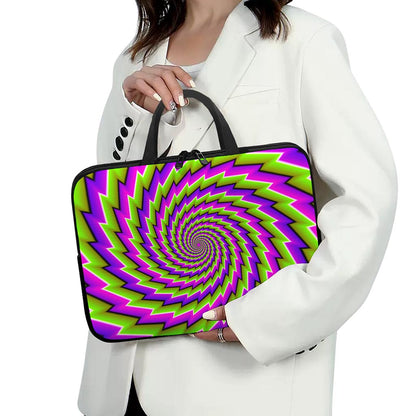Green Twisted Moving Optical Illusion Laptop Sleeve With Handle