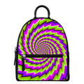 Green Twisted Moving Optical Illusion Leather Backpack