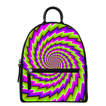 Green Twisted Moving Optical Illusion Leather Backpack