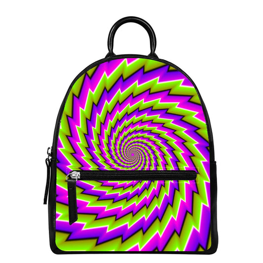 Green Twisted Moving Optical Illusion Leather Backpack