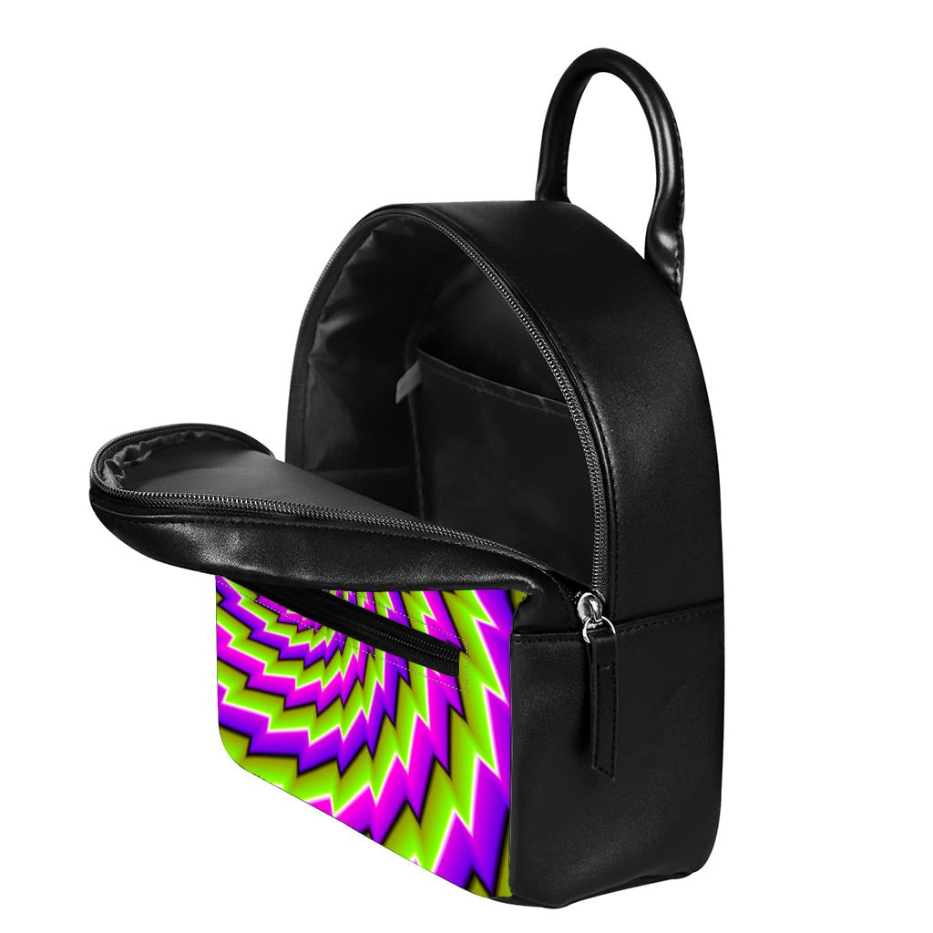 Green Twisted Moving Optical Illusion Leather Backpack