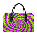 Green Twisted Moving Optical Illusion Leather Duffel Bag