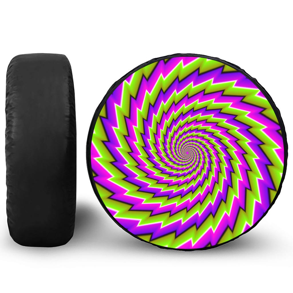 Green Twisted Moving Optical Illusion Leather Spare Tire Cover