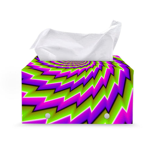 Green Twisted Moving Optical Illusion Leather Tissue Box Cover