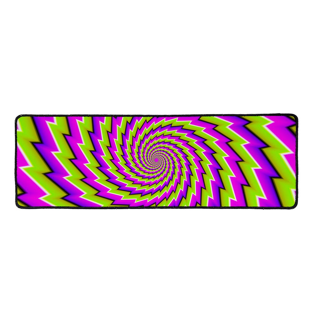 Green Twisted Moving Optical Illusion Long Kitchen Mat