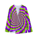 Green Twisted Moving Optical Illusion Long Sleeve Short Coat