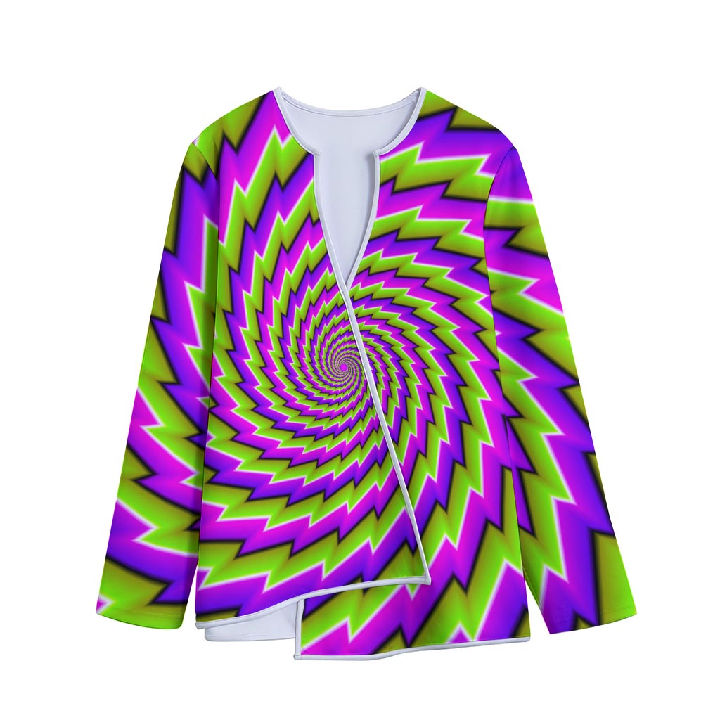 Green Twisted Moving Optical Illusion Long Sleeve Short Coat