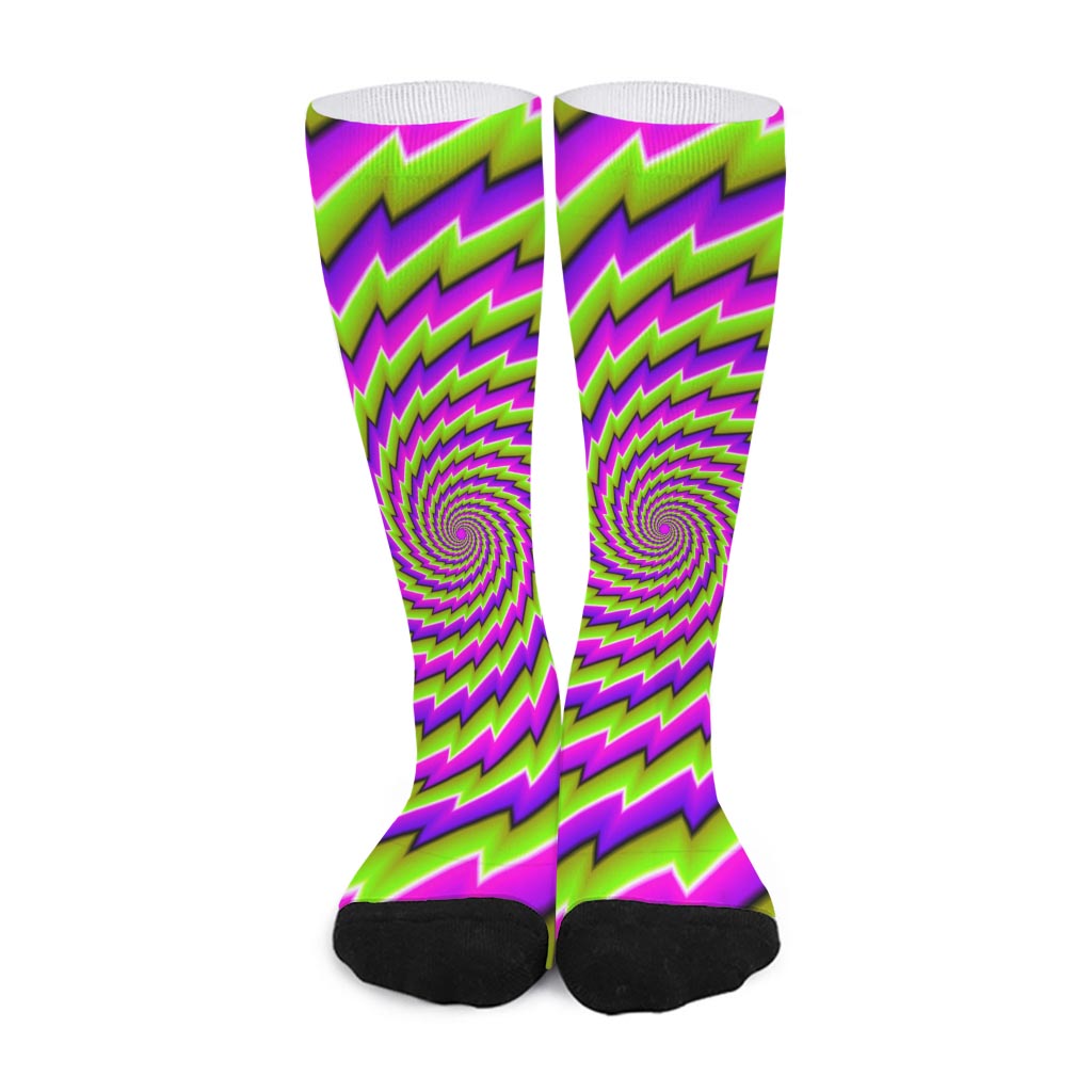 Green Twisted Moving Optical Illusion Long Socks