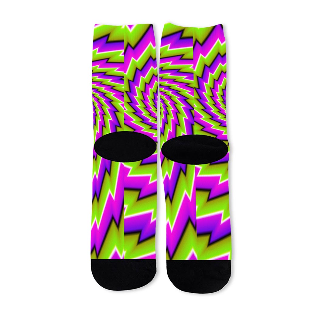 Green Twisted Moving Optical Illusion Long Socks