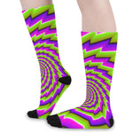 Green Twisted Moving Optical Illusion Long Socks