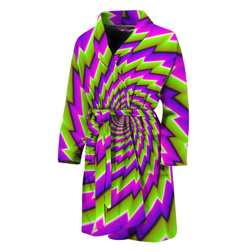 Green Twisted Moving Optical Illusion Men's Bathrobe
