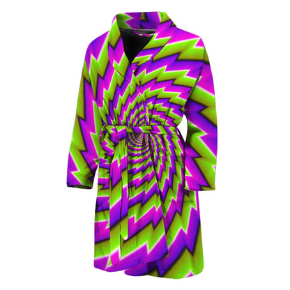 Green Twisted Moving Optical Illusion Men's Bathrobe