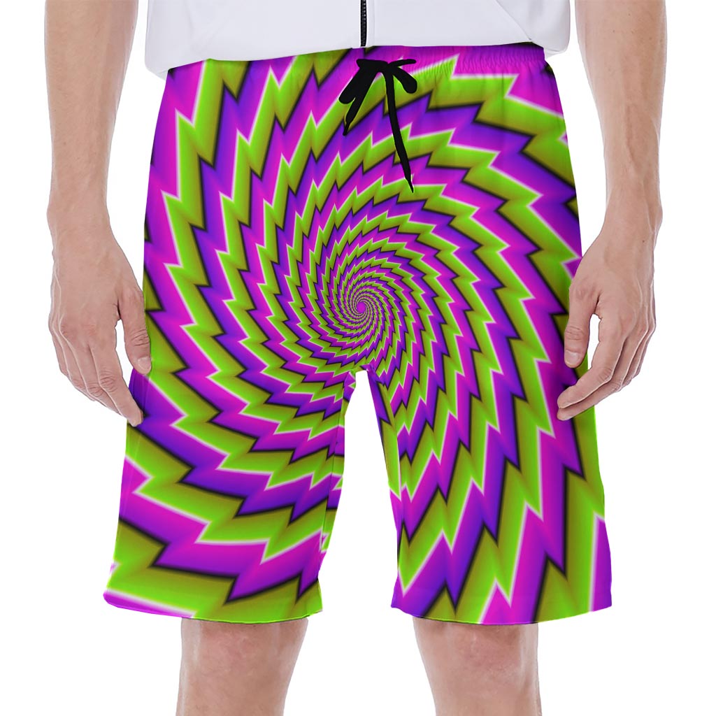 Green Twisted Moving Optical Illusion Men's Beach Shorts