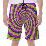 Green Twisted Moving Optical Illusion Men's Beach Shorts