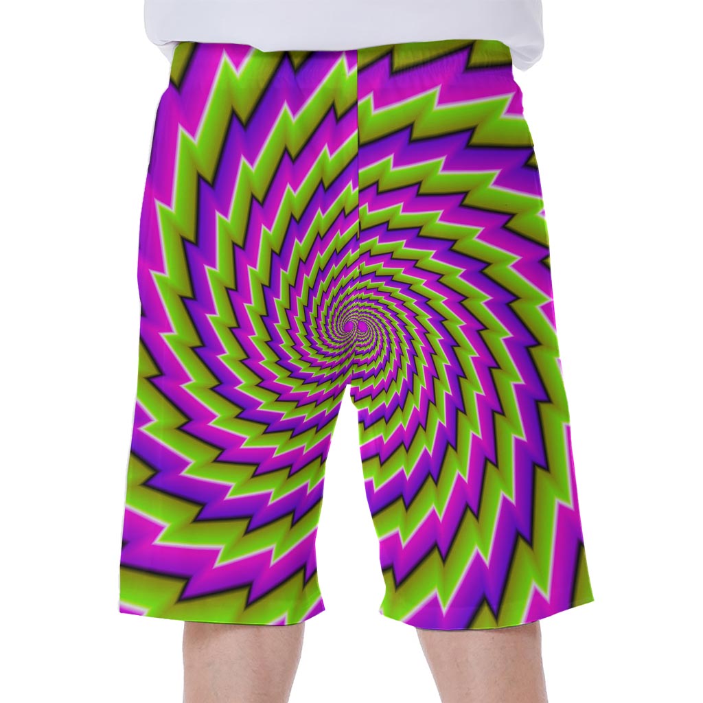 Green Twisted Moving Optical Illusion Men's Beach Shorts